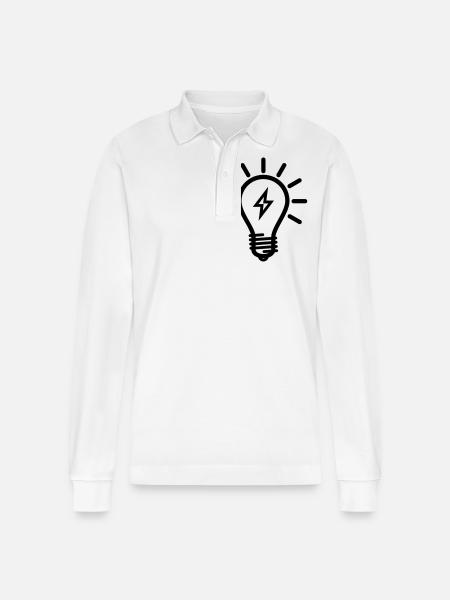 Glübirne mit Blitz - Stanley/Stella Unisex Bio-Langarm-Poloshirt Prepster - Weiß