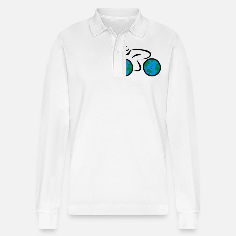 Fahrrad - Stanley/Stella Unisex Bio-Langarm-Poloshirt Prepster - Weiß