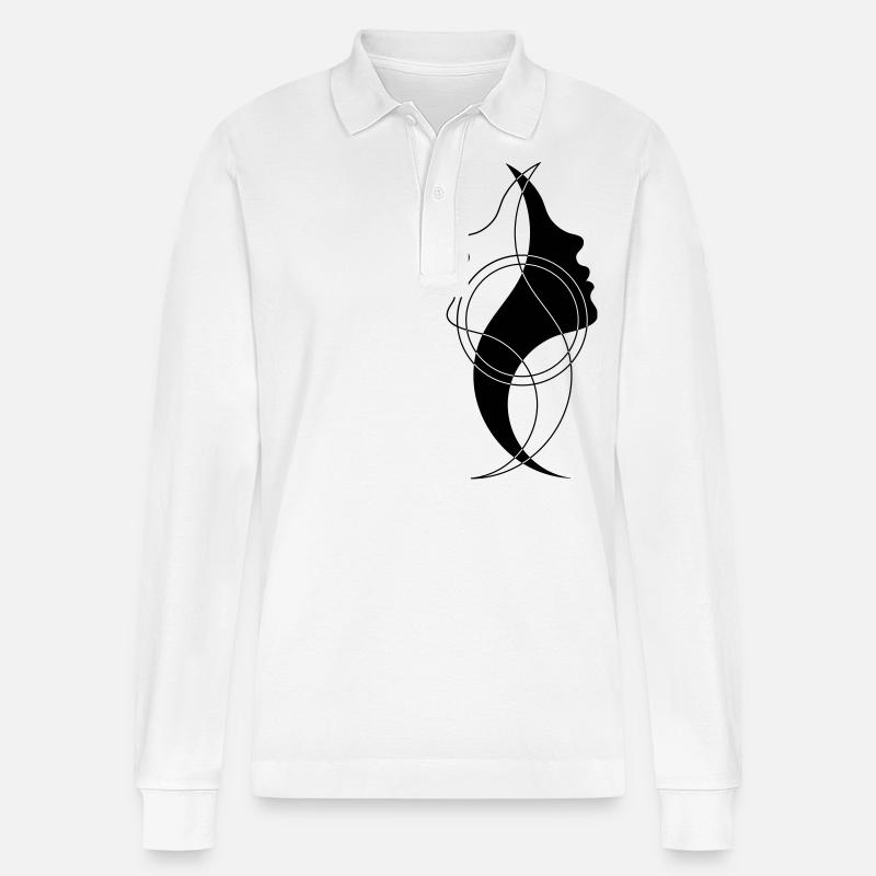 Face - Abstract Face - Stanley/Stella Unisex Bio-Langarm-Poloshirt Prepster - Weiß