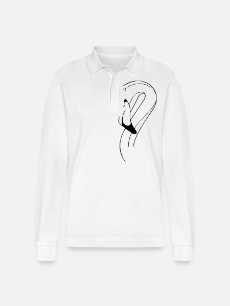 flamingo - Stanley/Stella Organic Unisex Long-Sleeved Polo Shirt Prepster - white