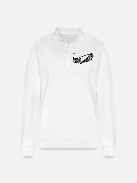 Vector Whale Drawing Style - Stanley/Stella Organic Unisex Long-Sleeved Polo Shirt Prepster - white