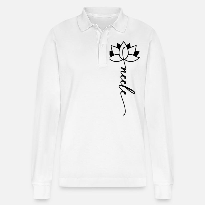 Neele Name Blumenschrift - Stanley/Stella Unisex Bio-Langarm-Poloshirt Prepster - Weiß