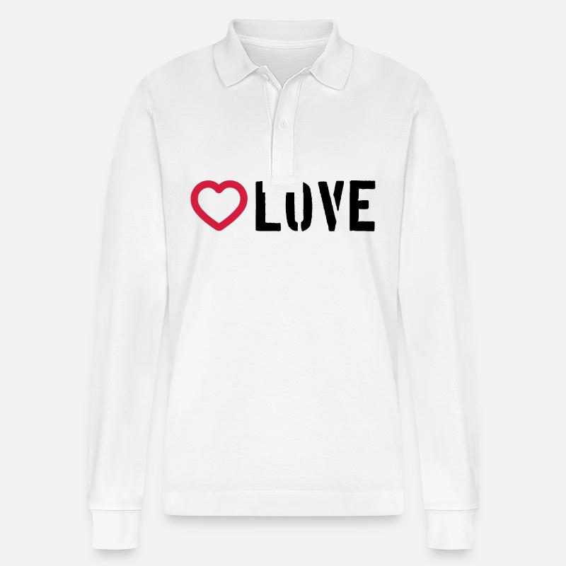 Liebe Herz - Stanley/Stella Unisex Bio-Langarm-Poloshirt Prepster - Weiß