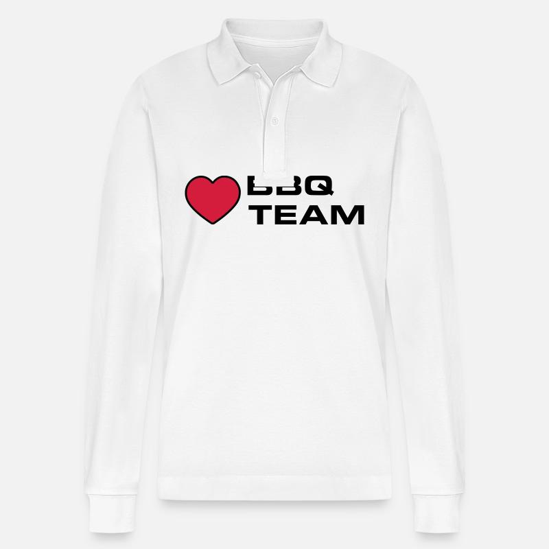 BBQ Grill Team Herz - Stanley/Stella Unisex Bio-Langarm-Poloshirt Prepster - Weiß