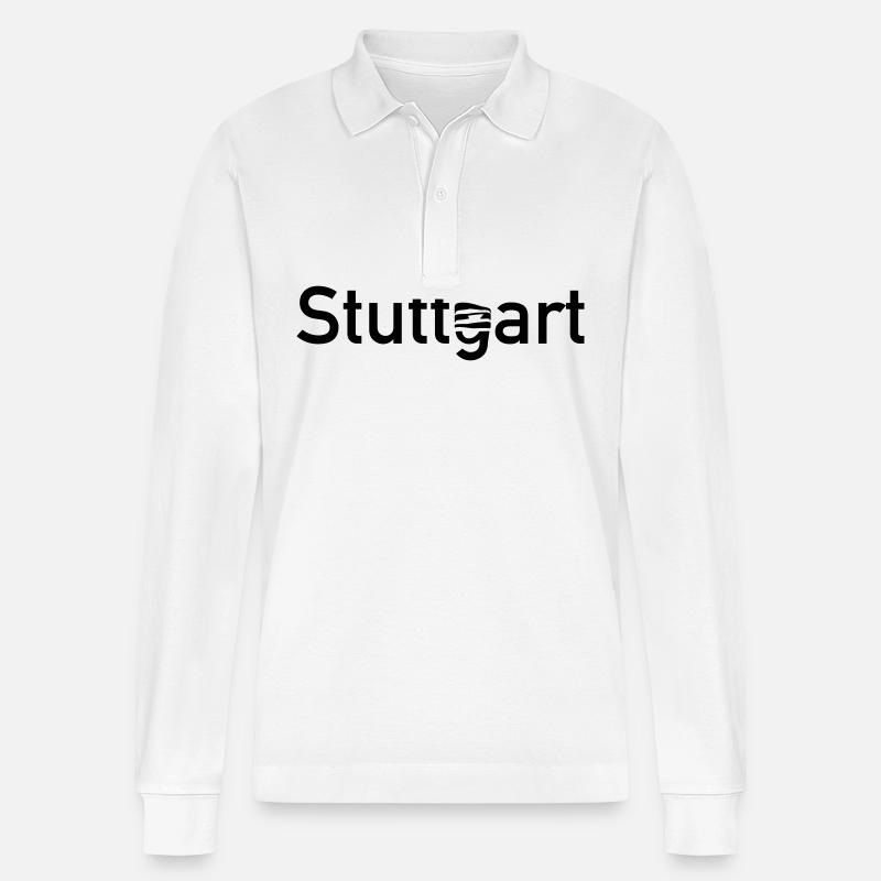 Stuttgart Stadtschild mit -Museum Skyline - Stanley/Stella Unisex Bio-Langarm-Poloshirt Prepster - Weiß