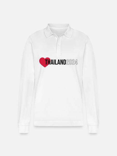 Thailand 2024 Heart Holidays - Stanley/Stella Organic Unisex Long-Sleeved Polo Shirt Prepster - white