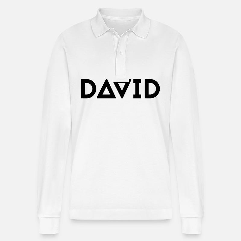 Vorname David - Stanley/Stella Unisex Bio-Langarm-Poloshirt Prepster - Weiß