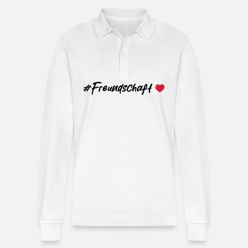Freundschaft Herz - Stanley/Stella Unisex Bio-Langarm-Poloshirt Prepster - Weiß