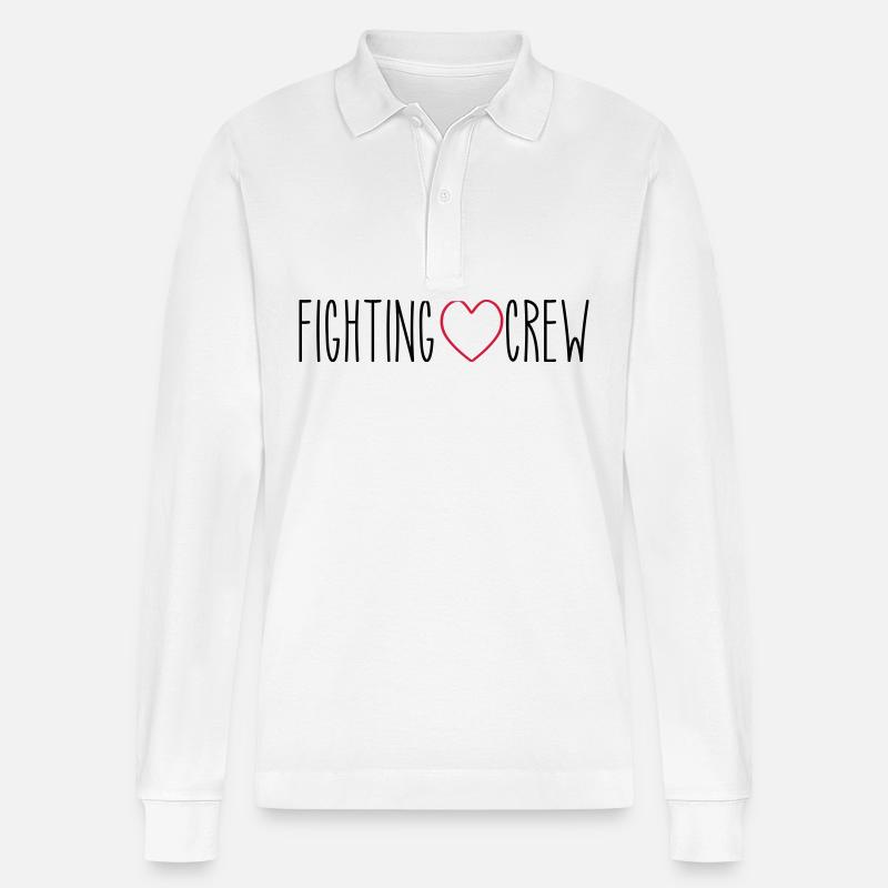 Fighting Crew Herz - Stanley/Stella Unisex Bio-Langarm-Poloshirt Prepster - Weiß