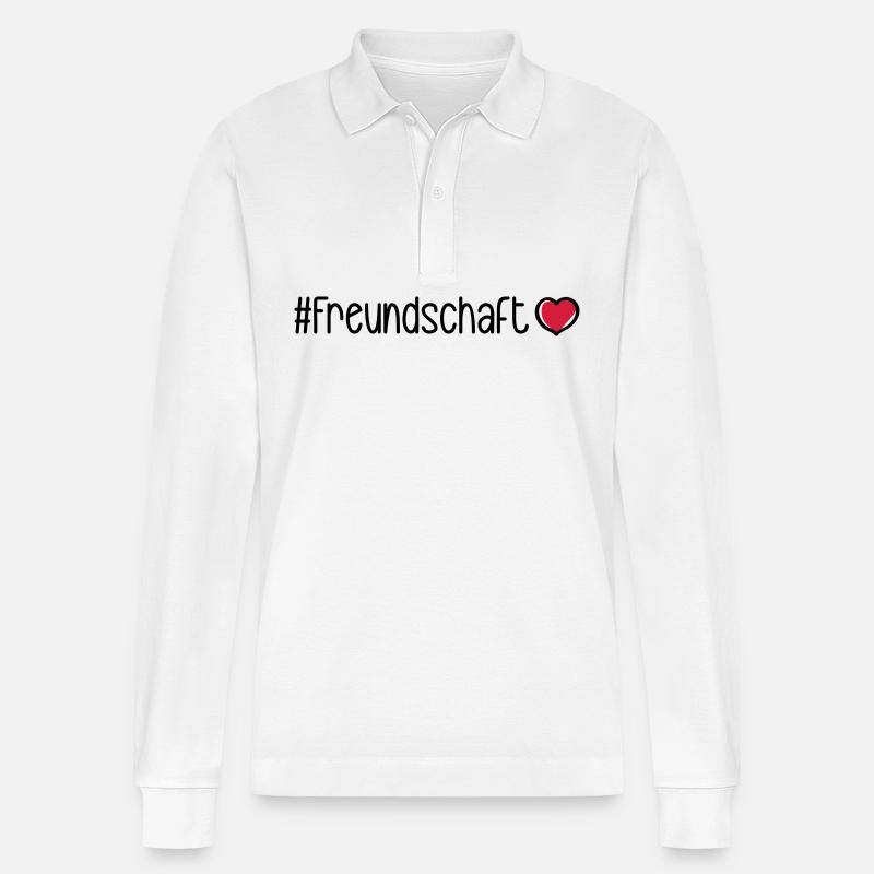 Freundschaft Herz - Stanley/Stella Unisex Bio-Langarm-Poloshirt Prepster - Weiß