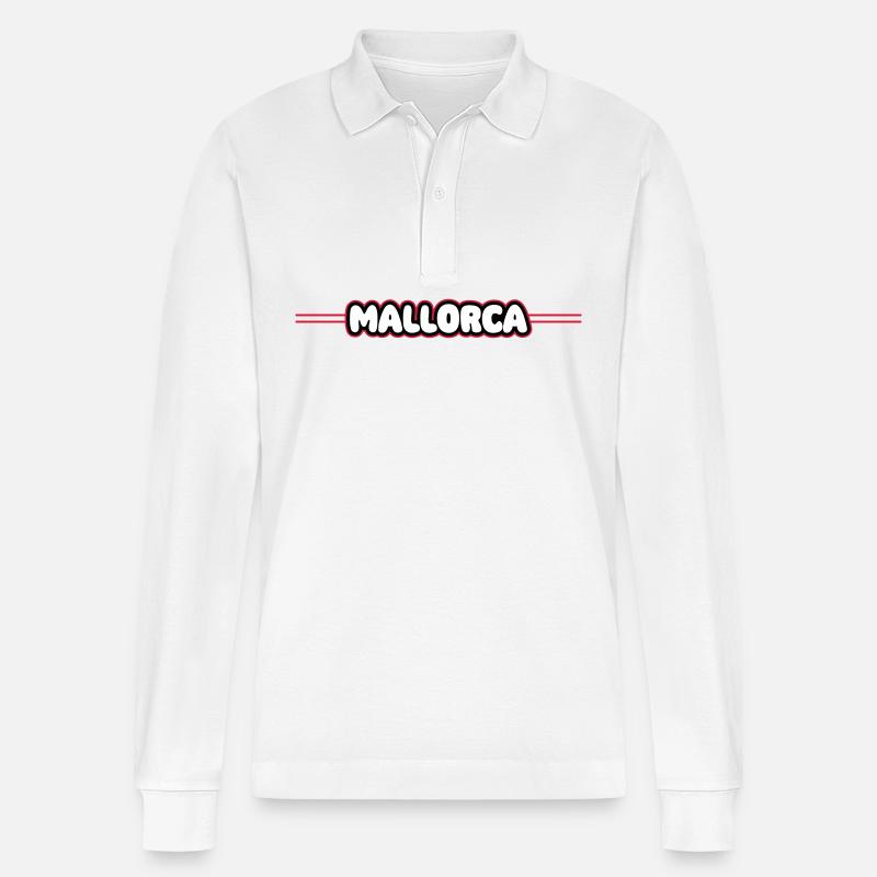 Mallorca Urlaub - Stanley/Stella Unisex Bio-Langarm-Poloshirt Prepster - Weiß