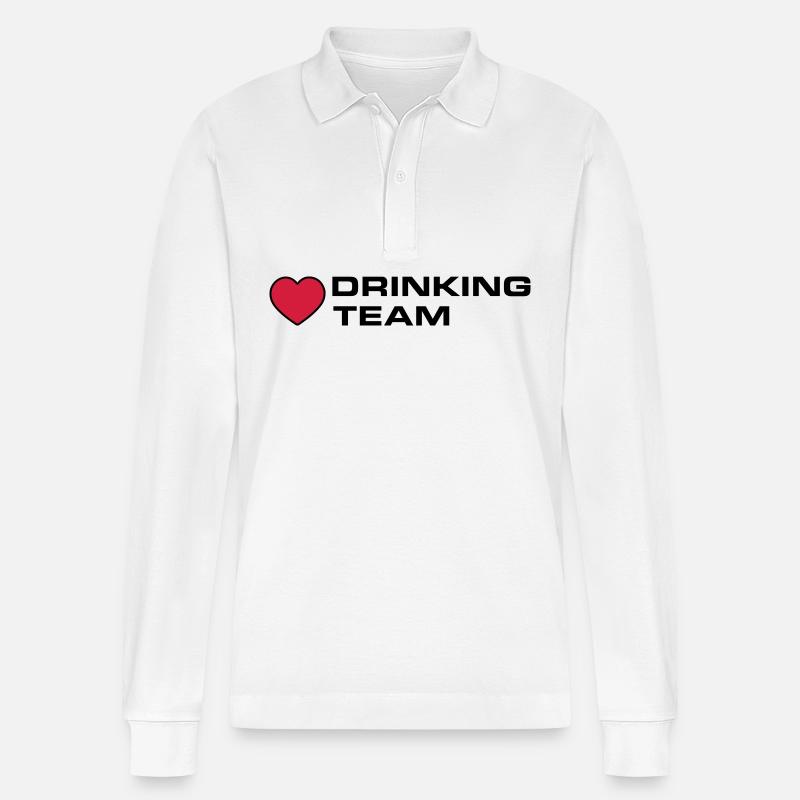 Drinking Team Herz - Stanley/Stella Unisex Bio-Langarm-Poloshirt Prepster - Weiß