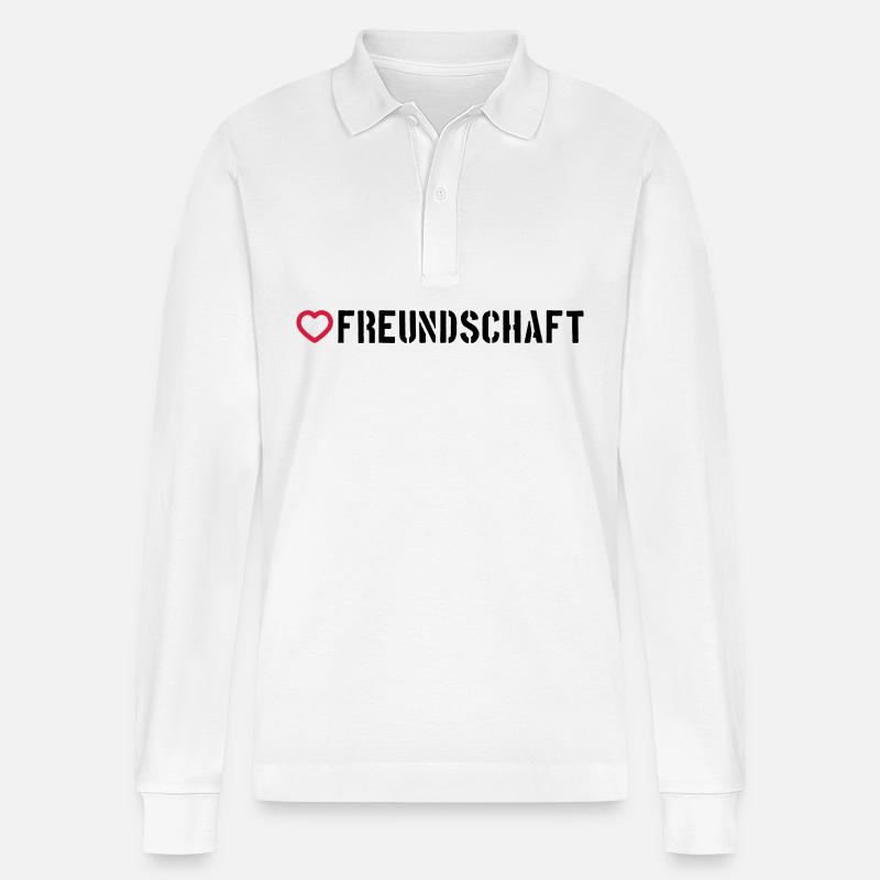 Freundschaft Herz - Stanley/Stella Unisex Bio-Langarm-Poloshirt Prepster - Weiß
