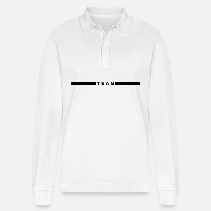Team mit Balken mittig - Stanley/Stella Unisex Bio-Langarm-Poloshirt Prepster - Weiß