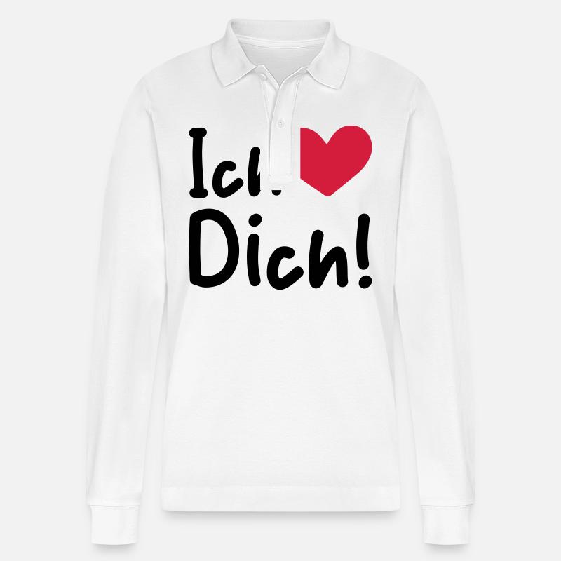 Ich Liebe Dich Spruch - Stanley/Stella Unisex Bio-Langarm-Poloshirt Prepster - Weiß