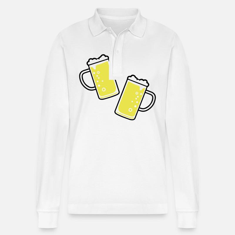Bierglas Bierkrug Bier - Stanley/Stella Unisex Bio-Langarm-Poloshirt Prepster - Weiß