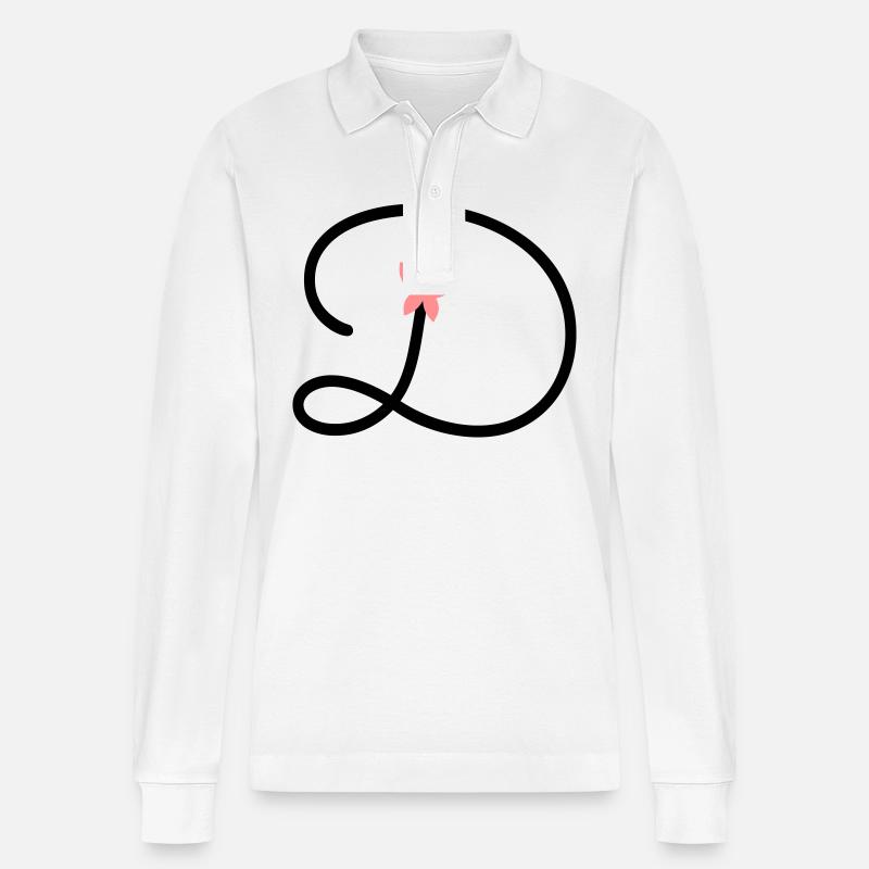Buchstabe D Schmetterlingsbuchstabe - Stanley/Stella Unisex Bio-Langarm-Poloshirt Prepster - Weiß