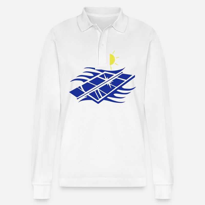 Solar Energie Panele - Stanley/Stella Unisex Bio-Langarm-Poloshirt Prepster - Weiß