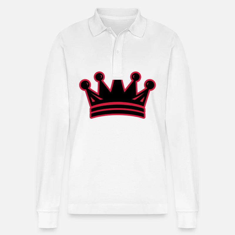 Krone König Symbol - Stanley/Stella Unisex Bio-Langarm-Poloshirt Prepster - Weiß