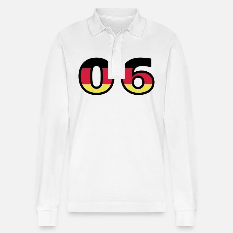 6 Number Germany Jersey - Stanley/Stella Organic Unisex Long-Sleeved Polo Shirt Prepster - white