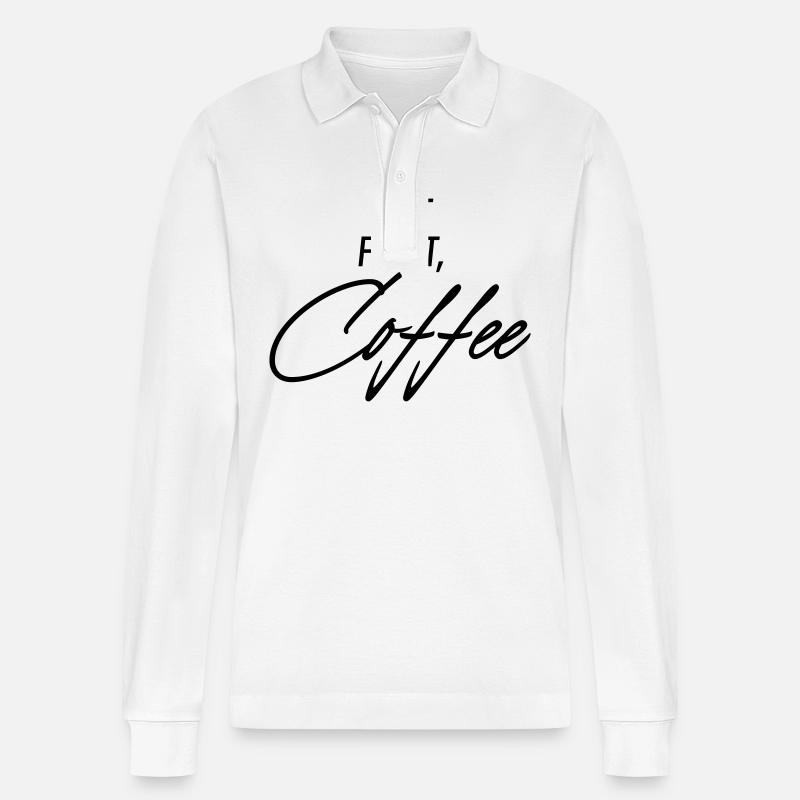 But first Coffee - Stanley/Stella Unisex Bio-Langarm-Poloshirt Prepster - Weiß