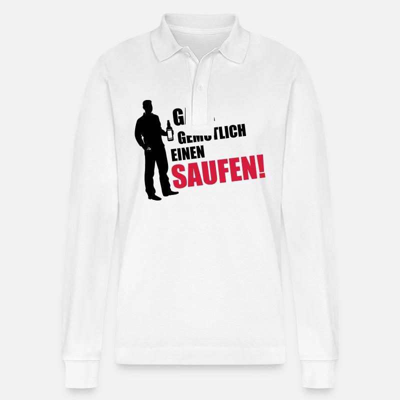 Gemütlich Saufen Feierabend - Stanley/Stella Unisex Bio-Langarm-Poloshirt Prepster - Weiß