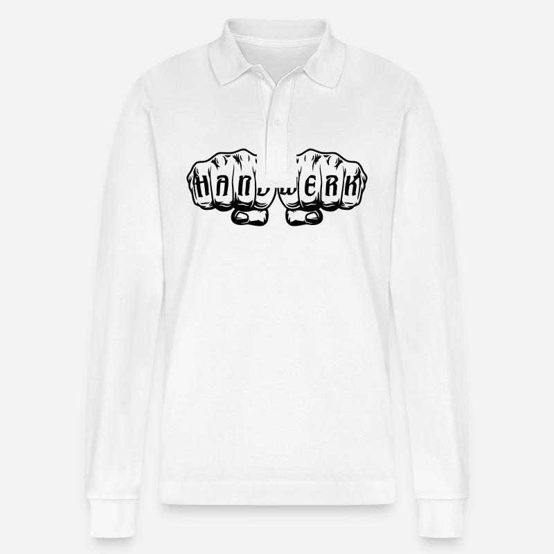 Handwerk Faust Normal - Stanley/Stella Unisex Bio-Langarm-Poloshirt Prepster - Weiß