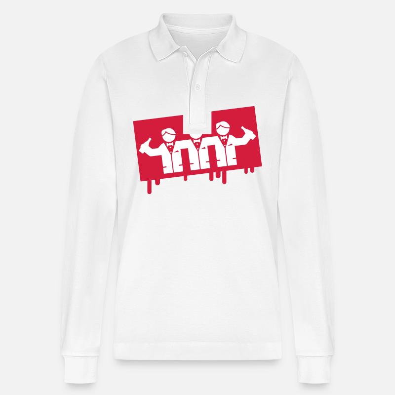 Junggesellen Bräutigam Symbol - Stanley/Stella Unisex Bio-Langarm-Poloshirt Prepster - Weiß
