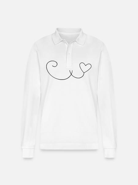 Heart Swing Line - Stanley/Stella Organic Unisex Long-Sleeved Polo Shirt Prepster - white