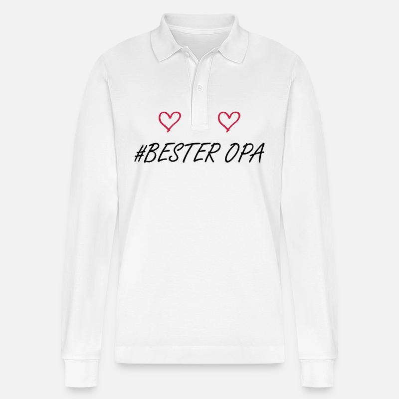 Bester Opa Herz Liebe - Stanley/Stella Unisex Bio-Langarm-Poloshirt Prepster - Weiß
