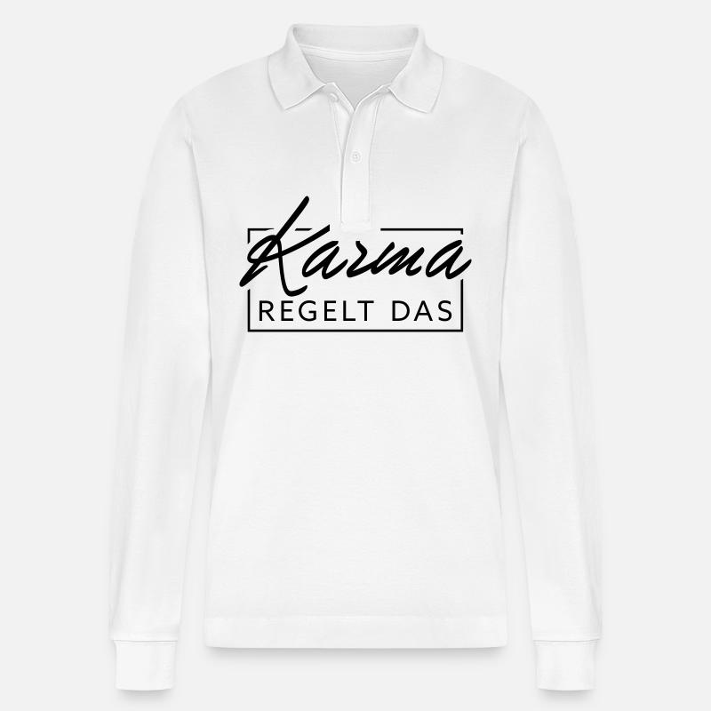 Karma regelt das - Stanley/Stella Unisex Bio-Langarm-Poloshirt Prepster - Weiß