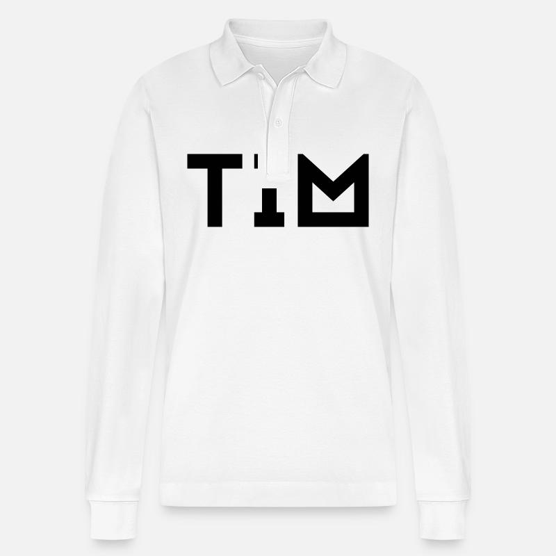 Vorname Tim - Stanley/Stella Unisex Bio-Langarm-Poloshirt Prepster - Weiß
