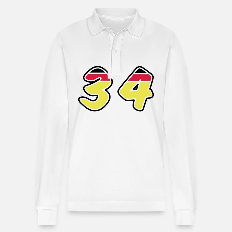 34 Zahl symbol Germany - Stanley/Stella Unisex Bio-Langarm-Poloshirt Prepster - Weiß