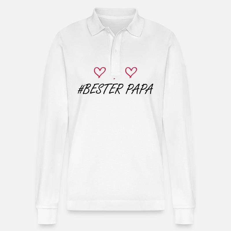 Bester Papa Herz Liebe - Stanley/Stella Unisex Bio-Langarm-Poloshirt Prepster - Weiß
