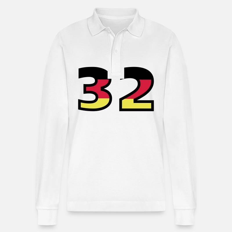 32 Number Germany Jersey - Stanley/Stella Organic Unisex Long-Sleeved Polo Shirt Prepster - white