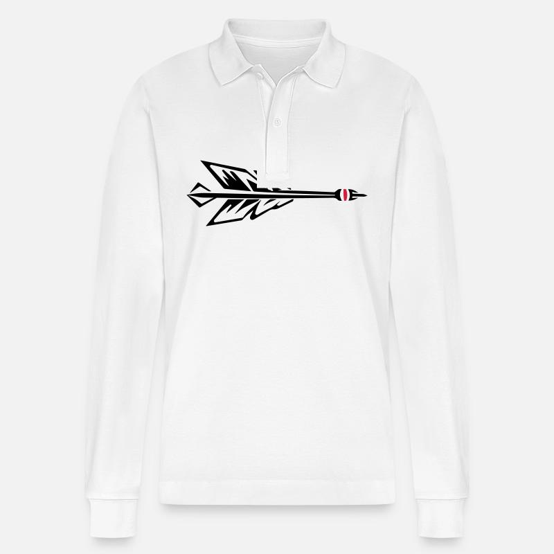 Darts Symbol Dartpfeil - Stanley/Stella Unisex Bio-Langarm-Poloshirt Prepster - Weiß