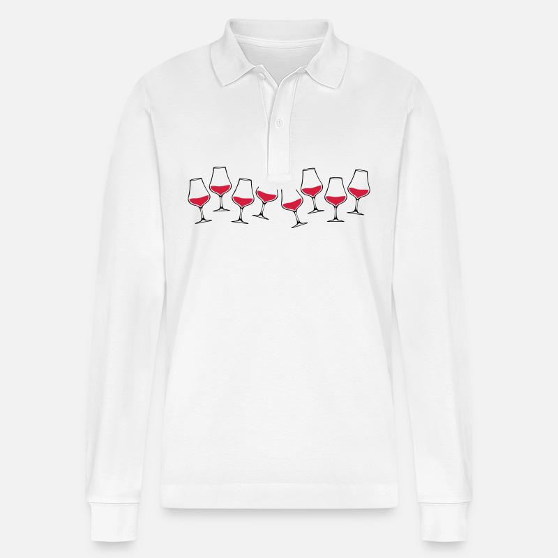 Wein Symbol Glas - Stanley/Stella Unisex Bio-Langarm-Poloshirt Prepster - Weiß
