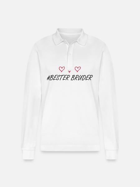 Bester Bruder Herz Liebe - Stanley/Stella Unisex Bio-Langarm-Poloshirt Prepster - Weiß
