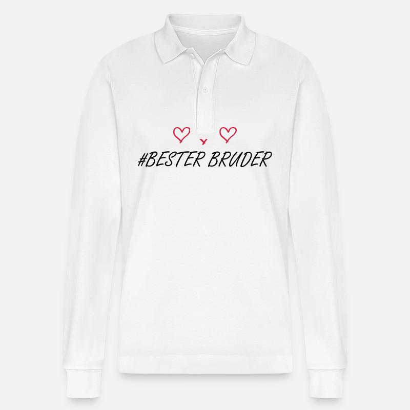 Bester Bruder Herz Liebe - Stanley/Stella Unisex Bio-Langarm-Poloshirt Prepster - Weiß
