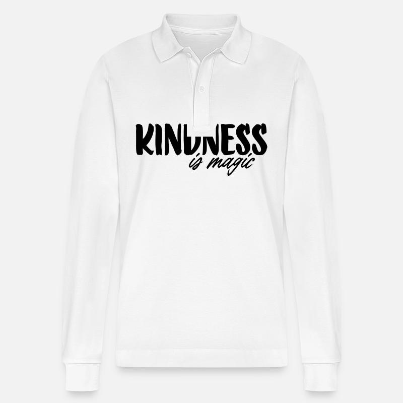Kindness is magic - Stanley/Stella Unisex Bio-Langarm-Poloshirt Prepster - Weiß