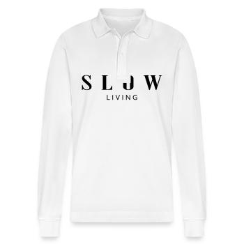 Slow Living - Stanley/Stella Organic Unisex Long-Sleeved Polo Shirt Prepster - white - Front - Anna (173cm) & Nico (186cm)