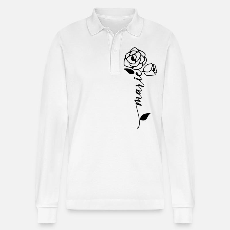 Marie Nom Prénom Nom Fleur - Polo à manches longues bio PREPSTER Stanley/Stella Unisexe - blanc
