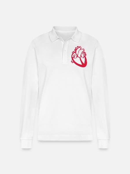 Herz - Medizin - Stanley/Stella Unisex Bio-Langarm-Poloshirt Prepster - Weiß