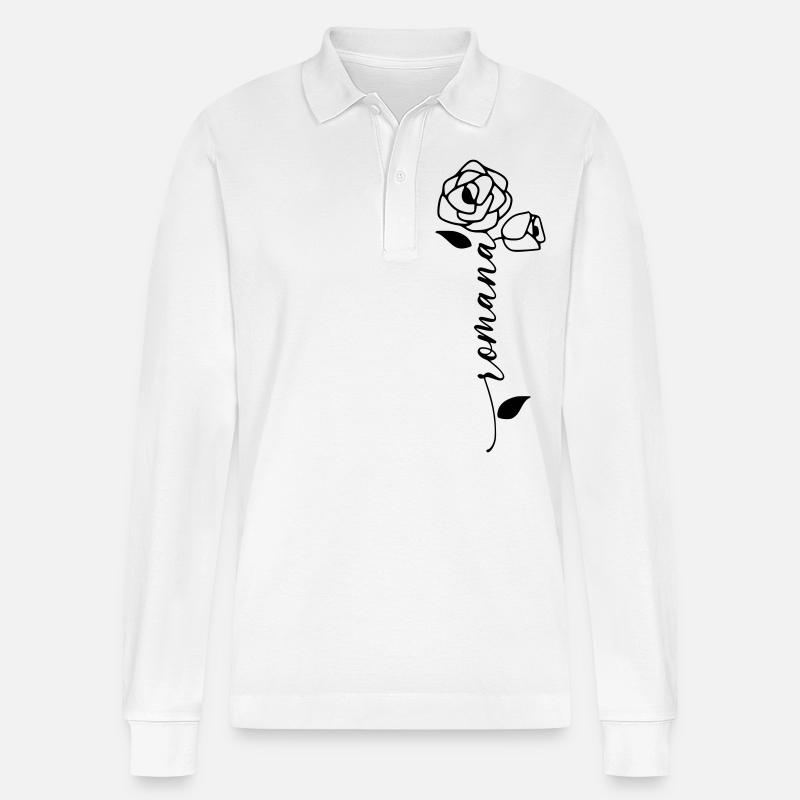 Romana Nom Prénom Nom Fleur - Polo à manches longues bio PREPSTER Stanley/Stella Unisexe - blanc