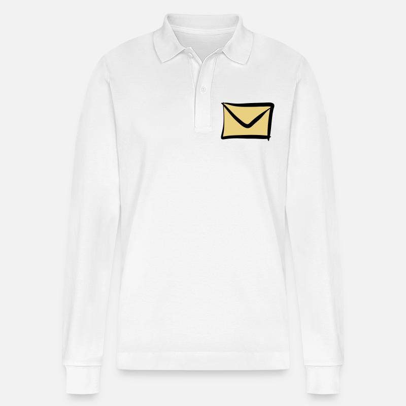 Letter / Envelope icon. Post / E-Mail. - Stanley/Stella Organic Unisex Long-Sleeved Polo Shirt Prepster - white