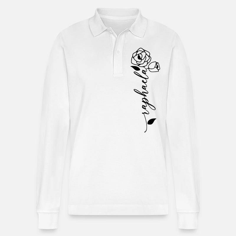Raphaela Nom Prénom Nom Fleur - Polo à manches longues bio PREPSTER Stanley/Stella Unisexe - blanc