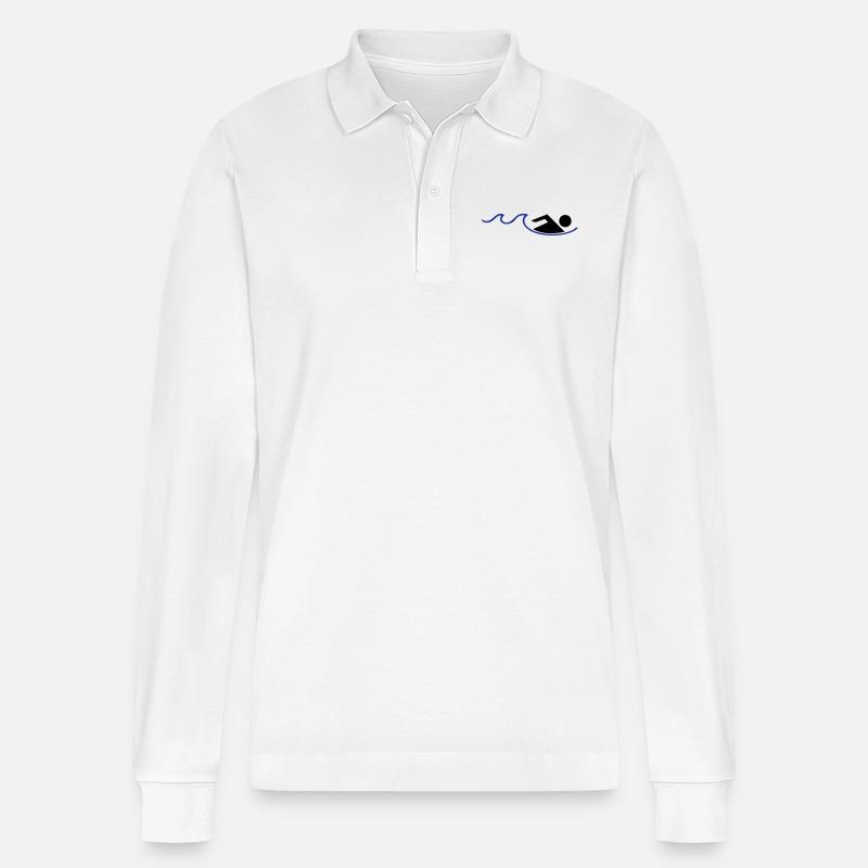 schwimmerin - Stanley/Stella Unisex Bio-Langarm-Poloshirt Prepster - Weiß
