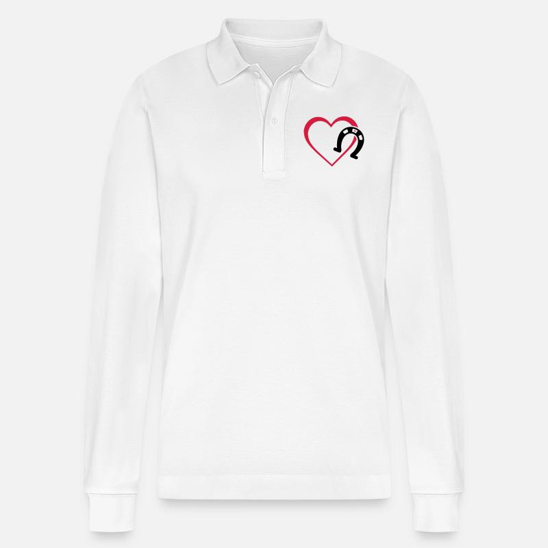 Symbole - Hufe Herz - Stanley/Stella Unisex Bio-Langarm-Poloshirt Prepster - Weiß
