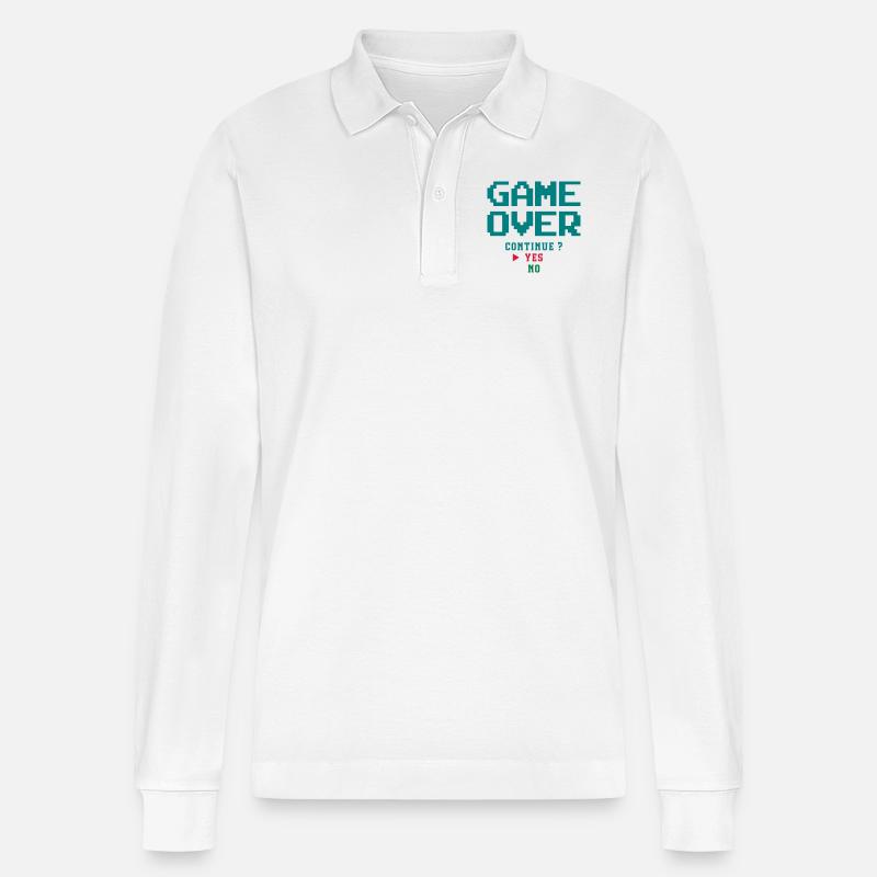 Game Over - Stanley/Stella Unisex Bio-Langarm-Poloshirt Prepster - Weiß
