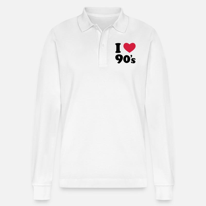 90's - Stanley/Stella Unisex Bio-Langarm-Poloshirt Prepster - Weiß